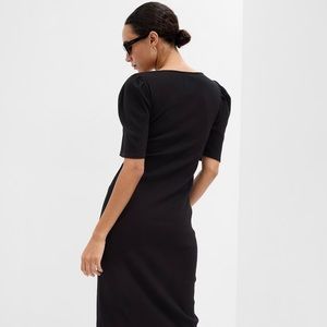 Gap Ruched sleeve ribbed dress Brown Large